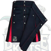 Scottish Black with Red Hybrid Kilt – Fashion Design | Brand New Stitched Kilt by BattleOfKilts